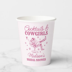 Pink Cocktails and Cowgirls Rodeo Bridal Shower Paper Cups