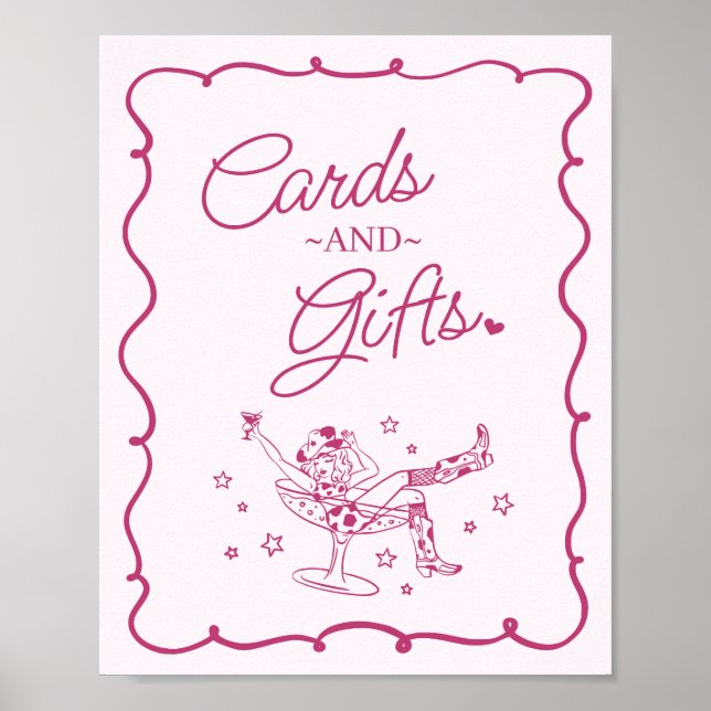 Pink Cocktails and Cowgirls Rodeo Cards & Gifts Poster (Front)