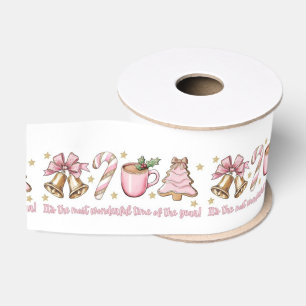 Pink Cocoa Cheer Festive Grosgrain Ribbon