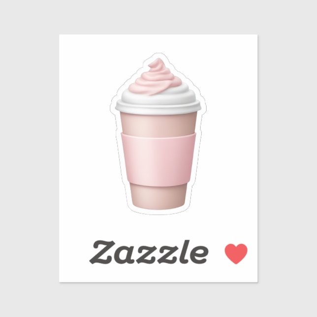 Pink Coffee Cup with Whipped Cream Emoji  (Sheet)