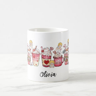 PINK COFFEE CUPS CUPID VALENTINE'S DAY NAME MUG