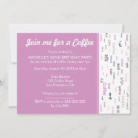 Pink Coffee lovers birthday party invitations