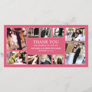 PINK COLLAGE   WEDDING THANK YOU CARD