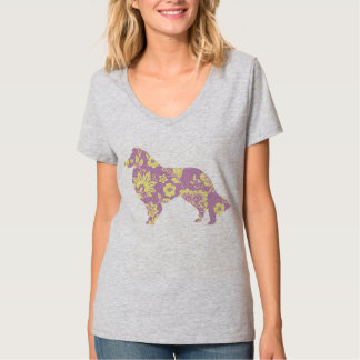 Pink Collie Flower on grey T-Shirt
