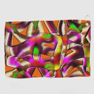 Pink coloful twisted cutouts and notched scratches golf towel