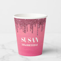 Pink color faux glitter birthday