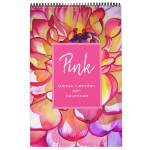 Pink color watercolor art calendar Sacha Grossel