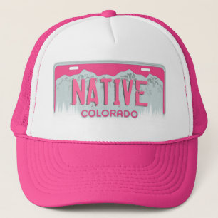 Pink Colorado Native license plate hat