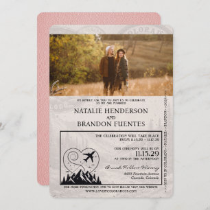 Pink Colorado Passport Wedding Invitation