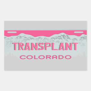 Pink Colorado transplant license plate stickers