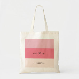 Pink Colorblock bridesmaid Tote Bag