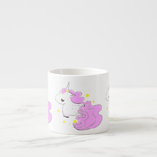 Pink colour cartoon unicorns with stars baby mug