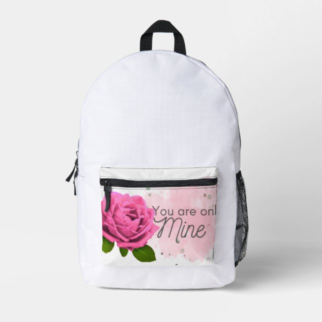 Pink colour flowers  printed backpack (Front)