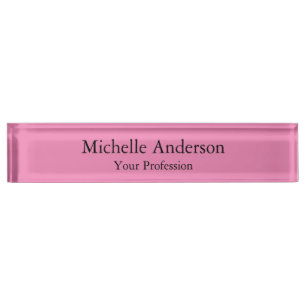 Pink Colour Professional Modern Plain Nameplate