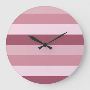 Pink Colour Tones Stripes Design Large Clock