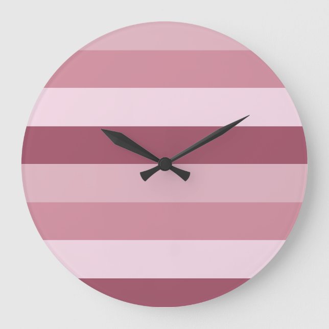 Pink Colour Tones Stripes Design  Large Clock (Front)