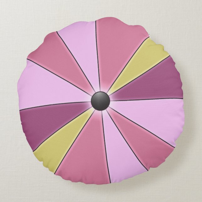 Pink Colour Wheel Girly Round Cushion (Back)