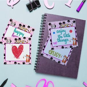 Pink colour with paws cute kittens 3" x 3" post-it notes