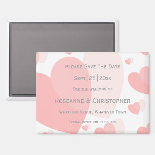 Pink Coloured Hearts Design Wedding Magnet