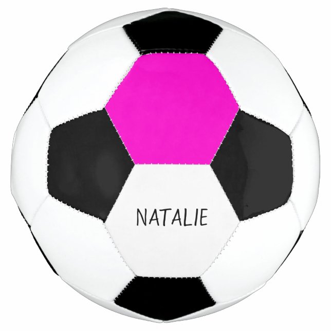 Pink Coloured hexagon and Your Name Football (Front)