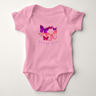 Pink Colourful Butterflies Baby Bodysuit