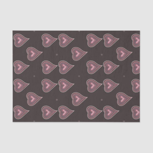 Pink Colourful Delicate Hearts Dark Tissue Paper (Front)