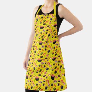 Pink Colourful Japanese Sushi Food Prep Chef Apron
