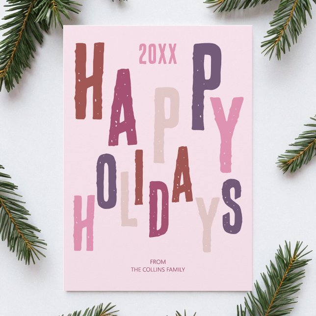 Pink Colourful Modern Happy Holidays Christmas Holiday Card (Pink Colorful Modern Happy Holidays Christmas Holiday Card)