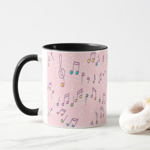 Pink colourful music note pattern musician musical mug
