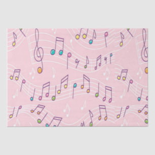 Pink colourful music note pattern musician musical tissue paper