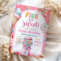 Pink Colourful Pastel Candies Kid's 5th Birthday
