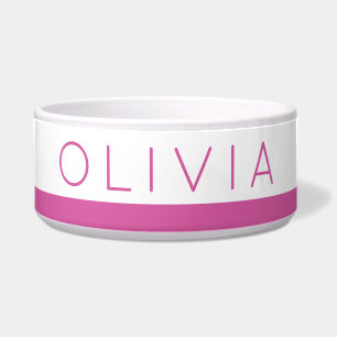 Pink Colourful Printed Name Dog Food Water