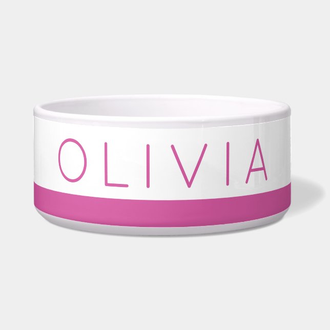 Pink Colourful Printed Name Dog Food Water (Front)