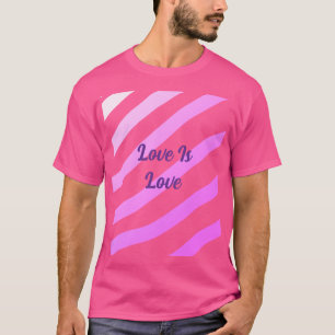 Pink colourful stripes pastel love is love pride T-Shirt