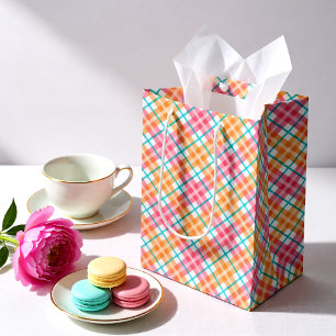 Pink colourful Tartar summer Medium Gift Bag