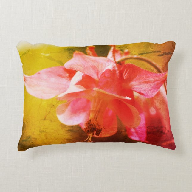 Pink Columbine Flower Abstract Close Up   Decorative Cushion (Front)