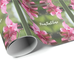 Pink Columbine Flower Close Up Personalised Wrapping Paper