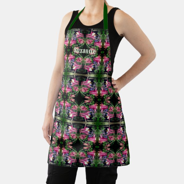 Pink Columbine Flowers Abstract Personalised  Apron (Insitu)