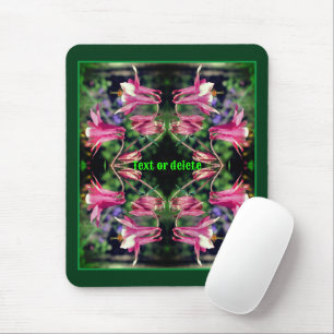 Pink Columbine Flowers Abstract Personalised Mouse Mat