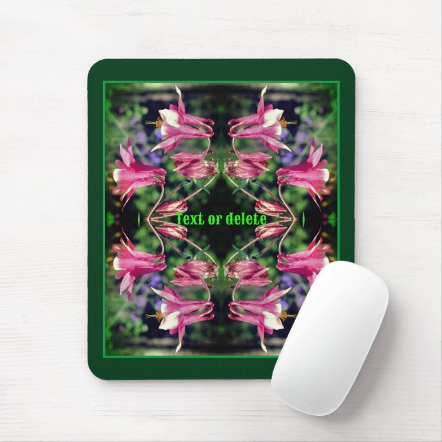 Pink Columbine Flowers Abstract Personalised Mouse Mat (With Mouse)