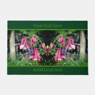 Pink Columbine Flowers Close Up Personalized Doormat