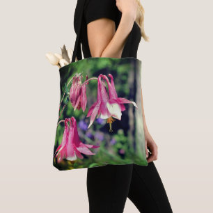 Pink Columbine Flowers Close Up Tote Bag