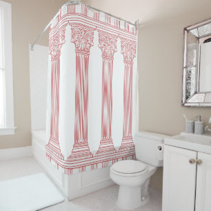 Pink columns shower curtain