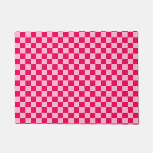 Pink Combination Classic Chequerboard by STaylor Doormat (Front)