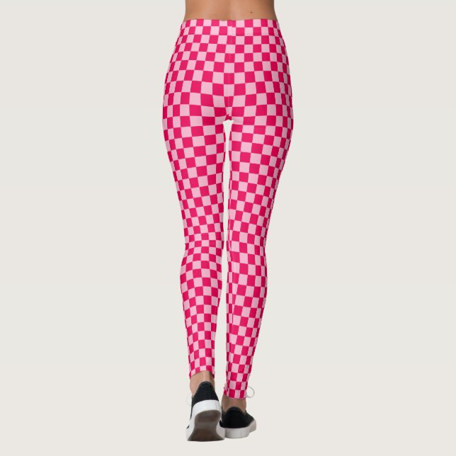 Pink Combination Classic Chequerboard by STaylor Leggings (Back)