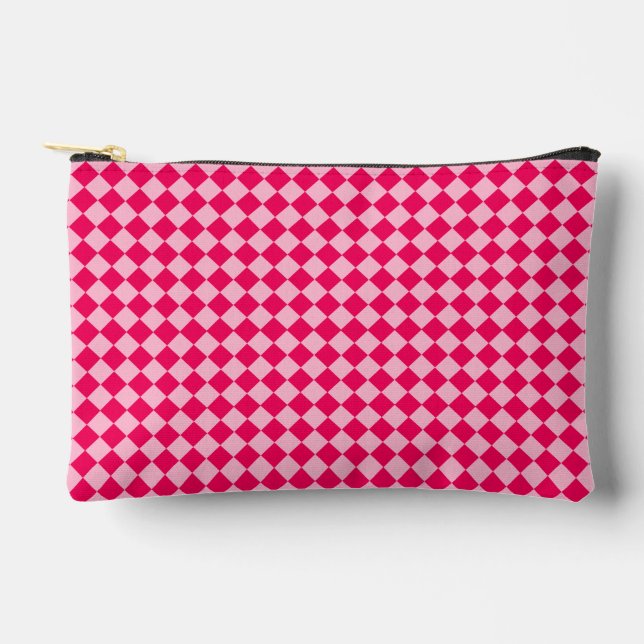 Pink Combination Diamond Pattern by STaylor Accessory Pouch (Front)