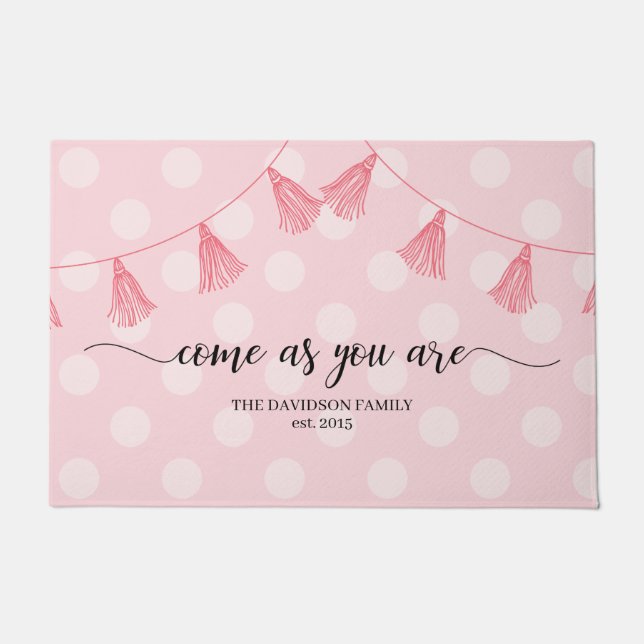 Pink Come As You Are Personalised Welcome Doormat (Front)