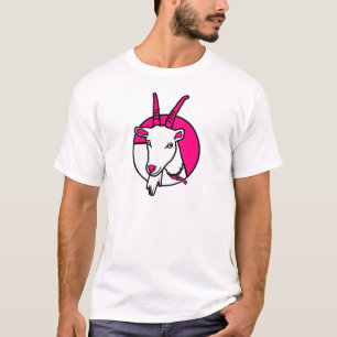 Pink Comic Goat Digital Portrait T-Shirt