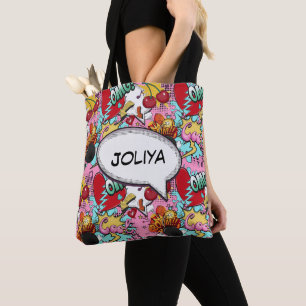 Pink Comic  Pattern Tote Bag