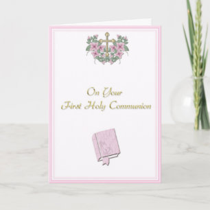 Pink Communion Congratulations Card